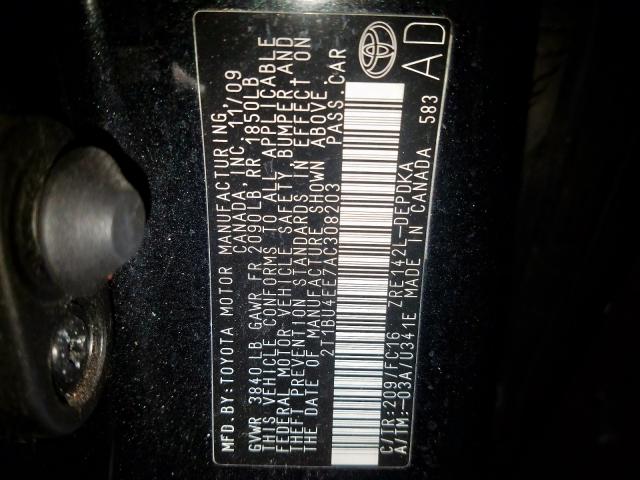 2T1BU4EE7AC308203 - 2010 TOYOTA COROLLA BASE  照片 10