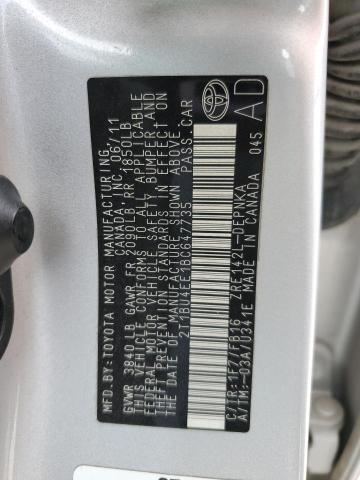 2T1BU4EE1BC647735 - 2011 TOYOTA COROLLA BASE SILVER photo 13