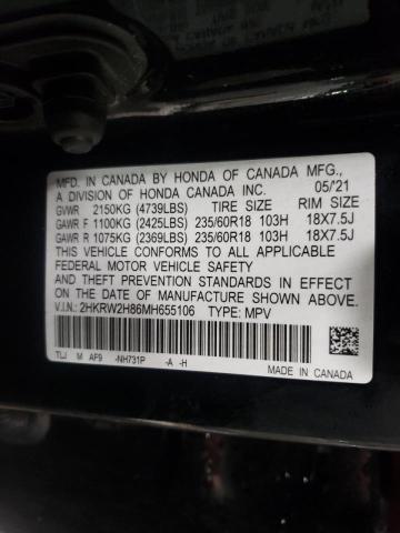 2HKRW2H86MH655106 - 2021 HONDA CR-V EXL BLACK photo 13