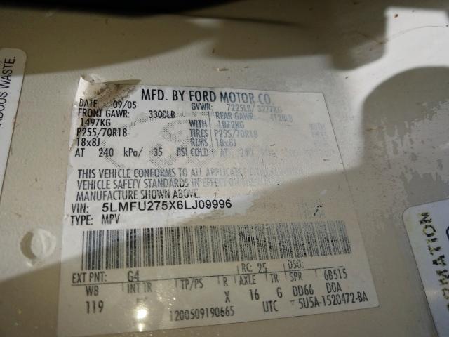 5LMFU275X6LJ09996 - 2006 LINCOLN NAVIGATOR  照片 10