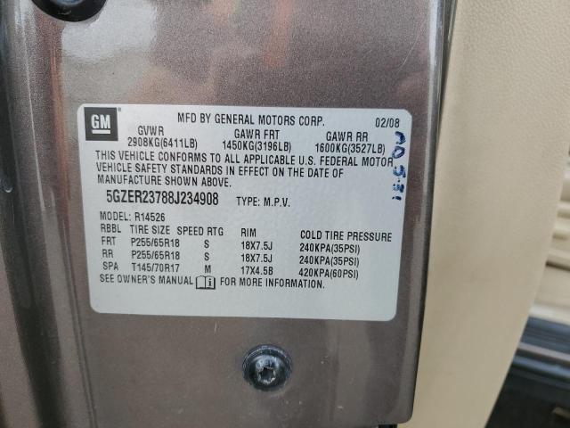 5GZER23788J234908 - 2008 SATURN OUTLOOK XR BROWN photo 13