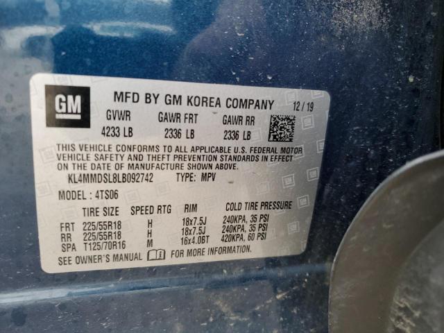 KL4MMDSL8LB092742 - 2020 BUICK ENCORE GX SELECT BLUE photo 13