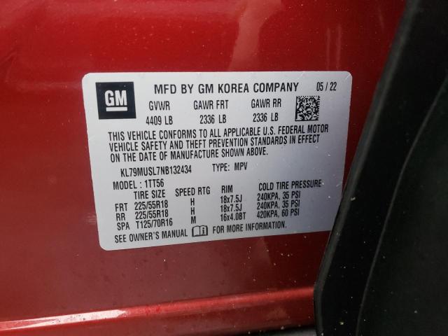 KL79MUSL7NB132434 - 2022 CHEVROLET TRAILBLAZE RS RED photo 13