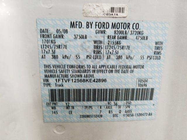 1FTVF12568KE42896 - 2008 FORD F150  photo 10