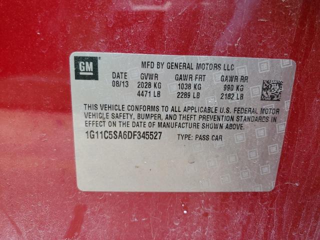 1G11C5SA6DF345527 - 2013 CHEVROLET MALIBU 1LT Rouge photo 12
