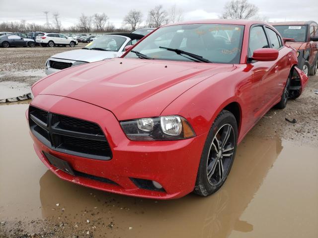 2C3CDXJG1EH163043 - 2014 DODGE CHARGER SXT RED photo 1