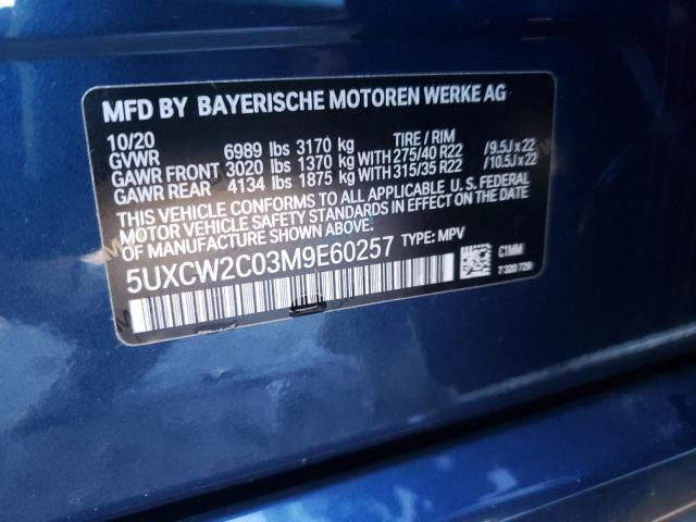 5UXCW2C03M9E60257 - 2021 BMW X7 XDRIVE40I Mavi foto 14