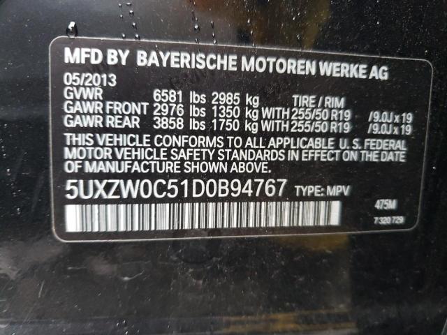 5UXZW0C51D0B94767 - 2013 BMW X5 XDRIVE35D BLACK photo 13