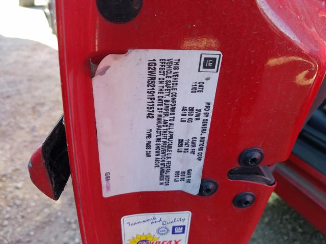 1G2WR52191F175742 - 2001 PONTIAC GRAND PRIX GTP  photo 10