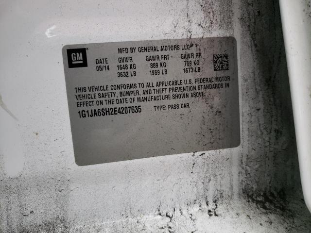 1G1JA6SH2E4207635 - 2014 CHEVROLET SONIC LS თეთრი ფოტო 12
