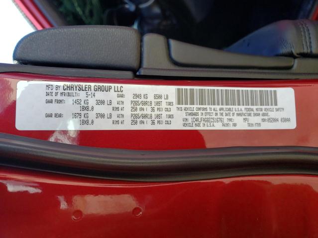 1C4RJFAG6EC516761 - 2014 JEEP GRAND CHER LAREDO Rojo foto 13