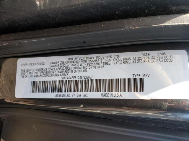 4S4BP61C997323687 - 2009 SUBARU OUTBACK 2.5I GRAY photo 10