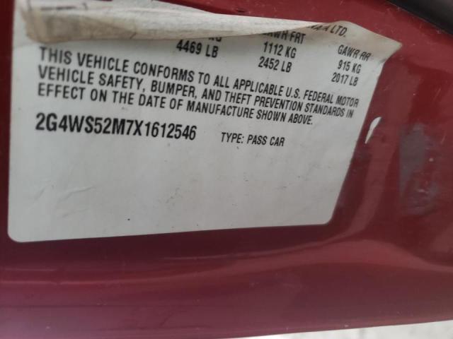 2G4WS52M7X1612546 - 1999 BUICK CENTURY CUSTOM RED photo 12