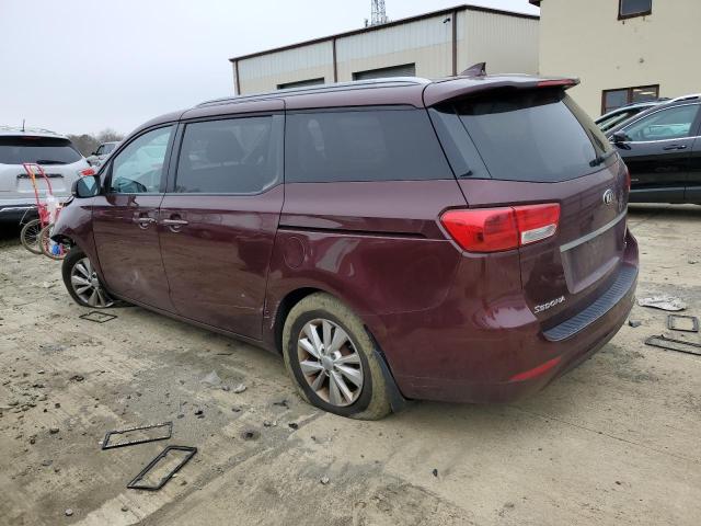 KNDMB5C16F6059167 - 2015 KIA SEDONA LX BURGUNDY photo 2