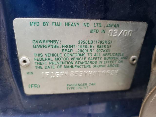 JF1GF4853YH809984 - 2000 SUBARU IMPREZA OUTBACK SPORT BLUE photo 12