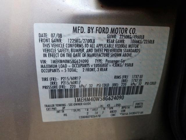 1MEHM40W58G624090 - 2008 MERCURY SABLE LUXURY  photo 10