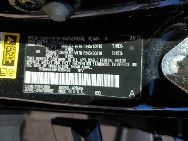 5TDKKRFH6FS065462 - 2015 TOYOTA HIGHLANDER XLE შავი ფოტო 13