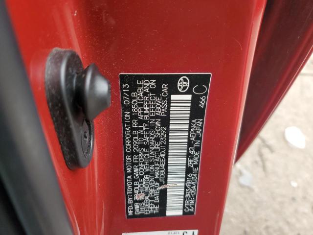 JTDBU4EE4DJ123292 - 2013 TOYOTA COROLLA BASE RED photo 12