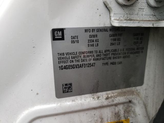 1G4GE5GV3AF312547 - 2010 BUICK LACROSSE CXS WHITE photo 12