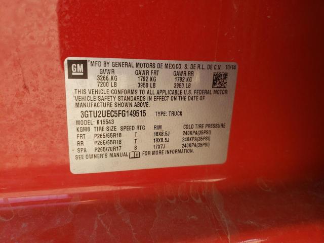 3GTU2UEC5FG149515 - 2015 GMC SIERRA K1500 SLE RED photo 12