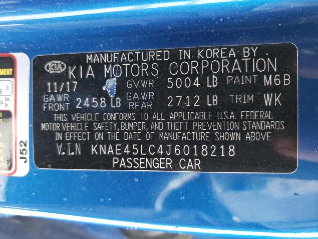 KNAE45LC4J6018218 - 2018 KIA STINGER GT1 BLUE photo 12