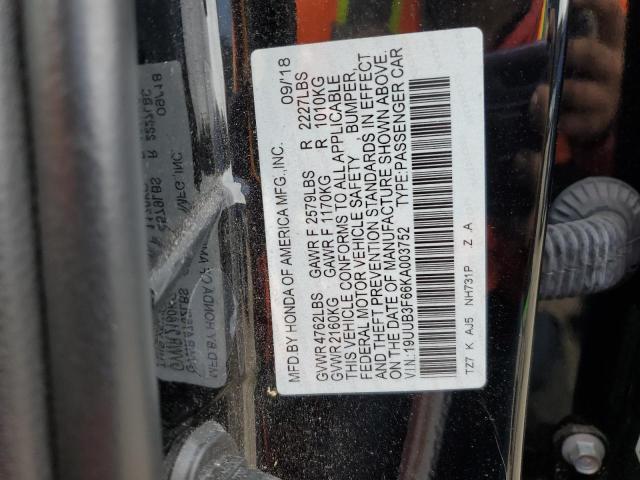 19UUB3F66KA003752 - 2019 ACURA TLX TECHNOLOGY BLACK photo 12