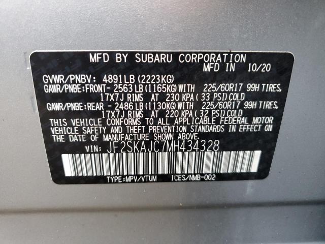 JF2SKAJC7MH434328 - 2021 SUBARU FORESTER PREMIUM SILVER photo 13