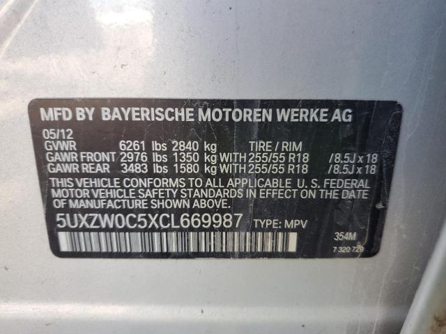 5UXZW0C5XCL669987 - 2012 BMW X5 XDRIVE35D Srebrny zdjęcie 14