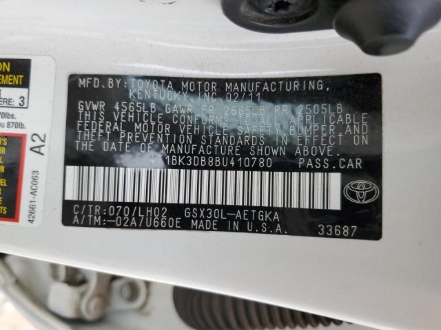 4T1BK3DB8BU410780 - 2011 TOYOTA AVALON BASE 白色 照片 13