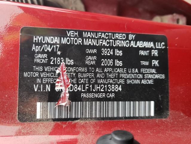 5NPD84LF1JH213884 - 2018 HYUNDAI ELANTRA SEL RED photo 12