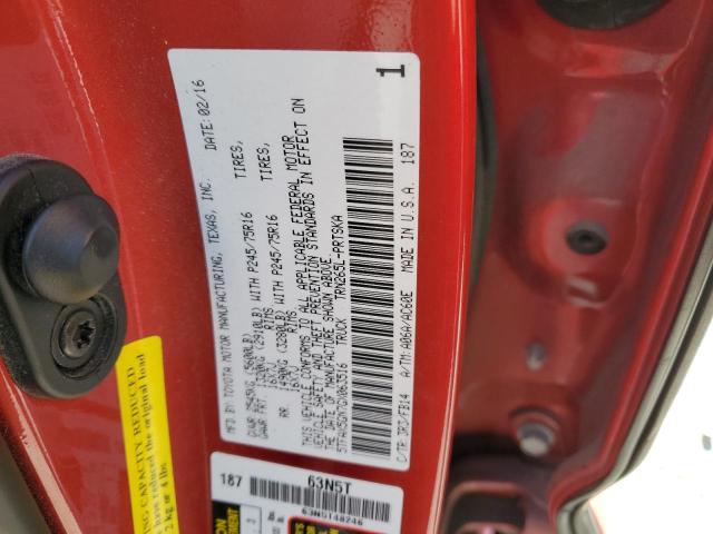 5TFAX5GN7GX063516 - 2016 TOYOTA TACOMA DOUBLE CAB RED photo 12