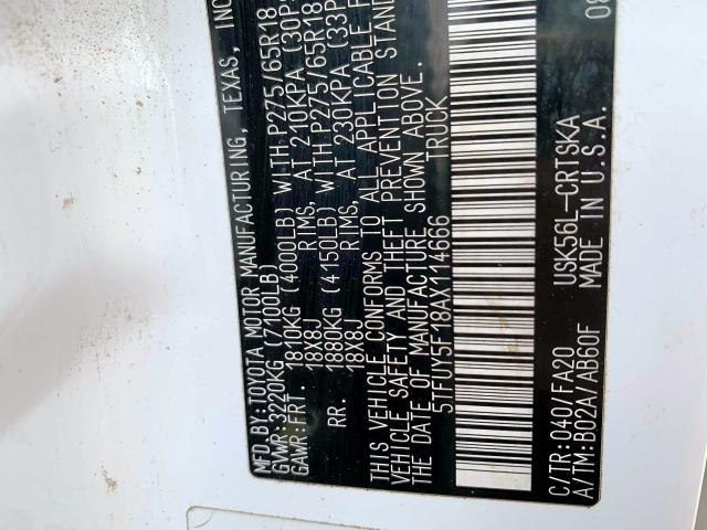 5TFUY5F18AX114666 - 2010 TOYOTA TUNDRA DOUBLE CAB SR5  photo 10