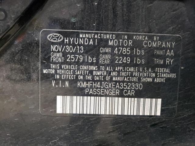 KMHFH4JGXEA352330 - 2014 HYUNDAI AZERA GLS BLACK photo 12