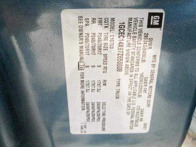 1GCEC14X97Z650008 - 2007 CHEVROLET SILVERADO C1500 CLASSIC  photo 10