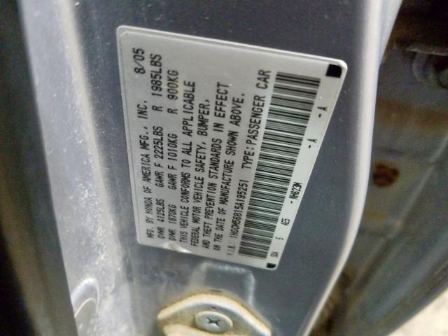 1HGCM56815A195251 - 2005 HONDA ACCORD EX  photo 10