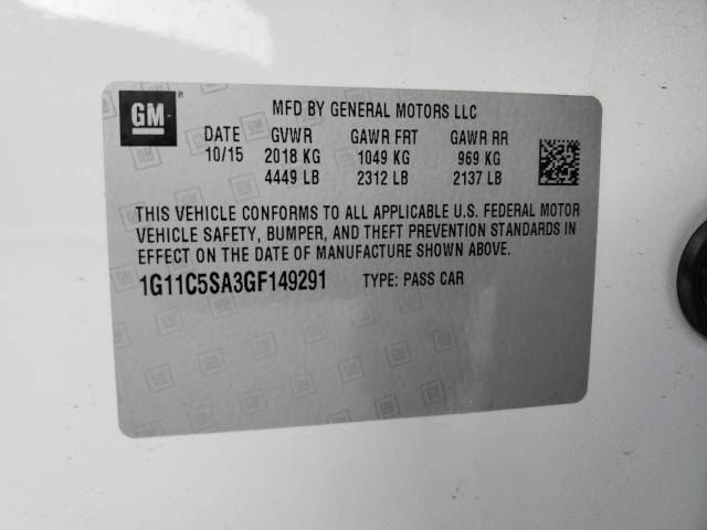 1G11C5SA3GF149291 - 2016 CHEVROLET MALIBU LIM LT 白色 照片 12