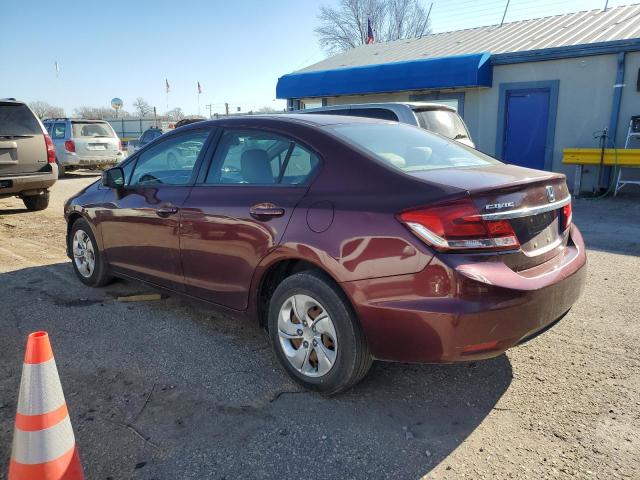 19XFB2F50DE029174 - 2013 HONDA CIVIC LX BURGUNDY photo 2