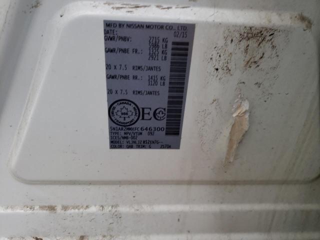 5N1AR2MMXFC646300 - 2015 NISSAN PATHFINDER S 白色 照片 13