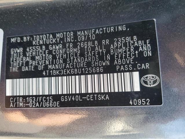 4T1BK3EK6BU125686 - 2011 TOYOTA CAMRY SE GRAY photo 13