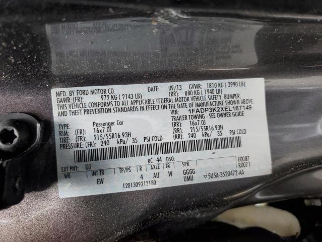 1FADP3K2XEL167149 - 2014 FORD FOCUS SE GRAY photo 13