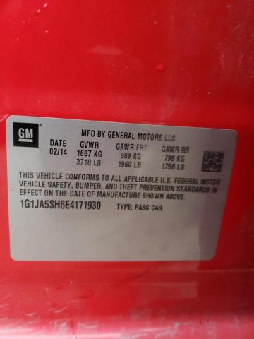 1G1JA5SH6E4171930 - 2014 CHEVROLET SONIC LS 红色 照片 12