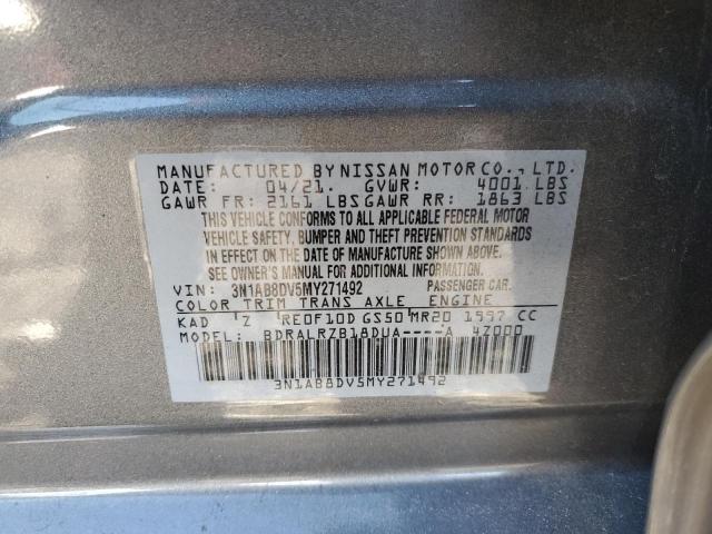 3N1AB8DV5MY271492 - 2021 NISSAN SENTRA SR GRAY photo 12