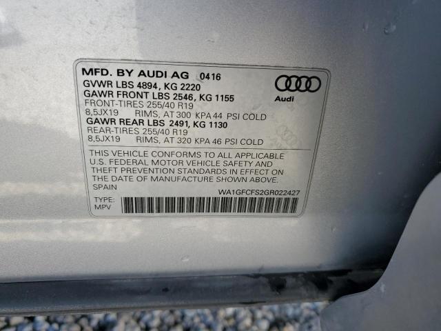 WA1GFCFS2GR022427 - 2016 AUDI Q3 PRESTIG SILVER photo 13