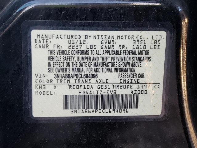 3N1AB6AP0CL694096 - 2012 NISSAN SENTRA 2.0 BLACK photo 13