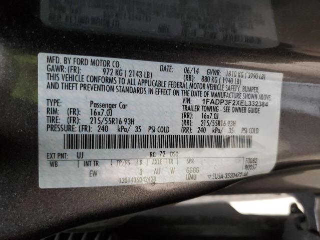 1FADP3F2XEL332384 - 2014 FORD FOCUS SE GRAY photo 13