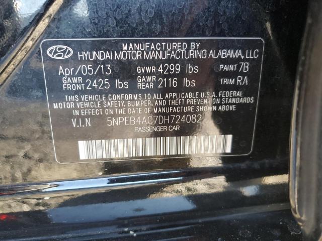 5NPEB4AC7DH724082 - 2013 HYUNDAI SONATA GLS BLACK photo 12