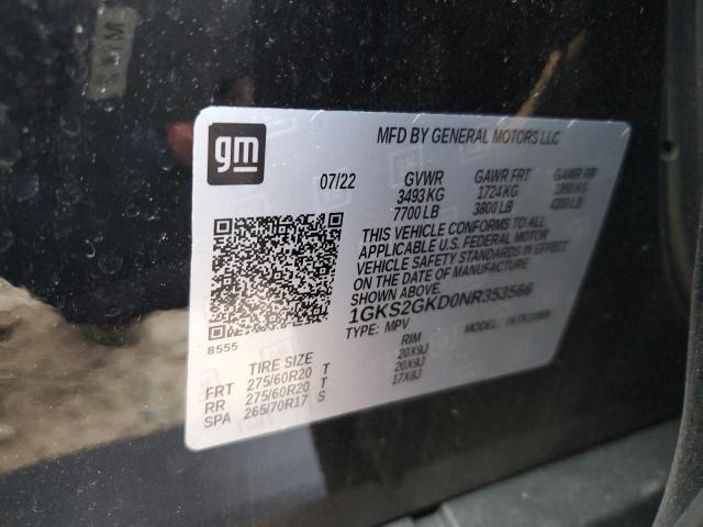 1GKS2GKD0NR353566 - 2022 GMC YUKON XL K1500 SLT BLACK photo 13