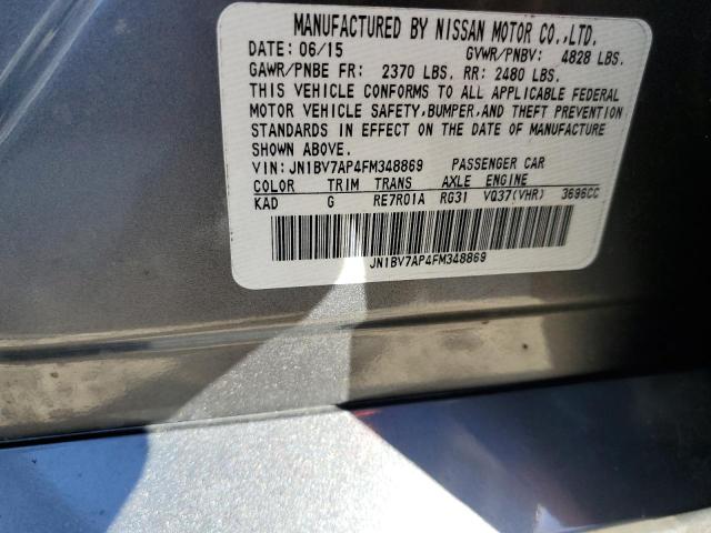 JN1BV7AP4FM348869 - 2015 INFINITI Q50 BASE SILVER photo 12