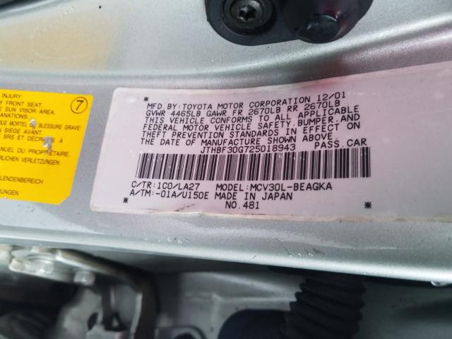 JTHBF30G725018943 - 2002 LEXUS ES 300  photo 10