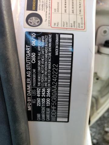 WDDHF5GB0AA240222 - 2010 MERCEDES-BENZ E 350 WHITE photo 12